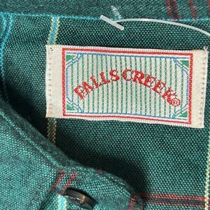 Falls Creek Mens Large Green Plaid Flannel Long‎ Sleeve Button Up NWOT Flaw